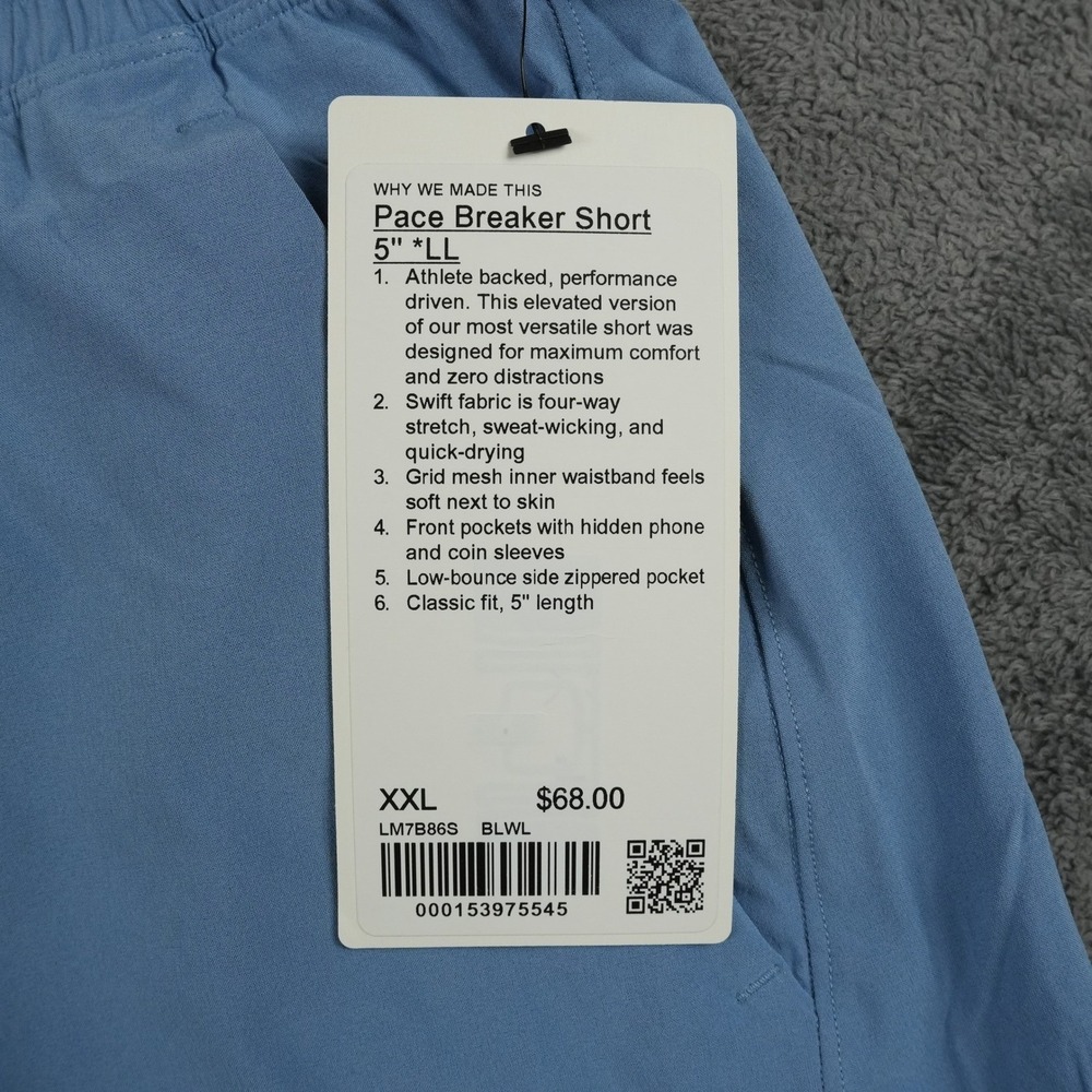 Lululemon Pace Breaker Short Mens XXL Blue 5" Linerless Swift Fabric‎ LM7B86S - Picture 3 of 9